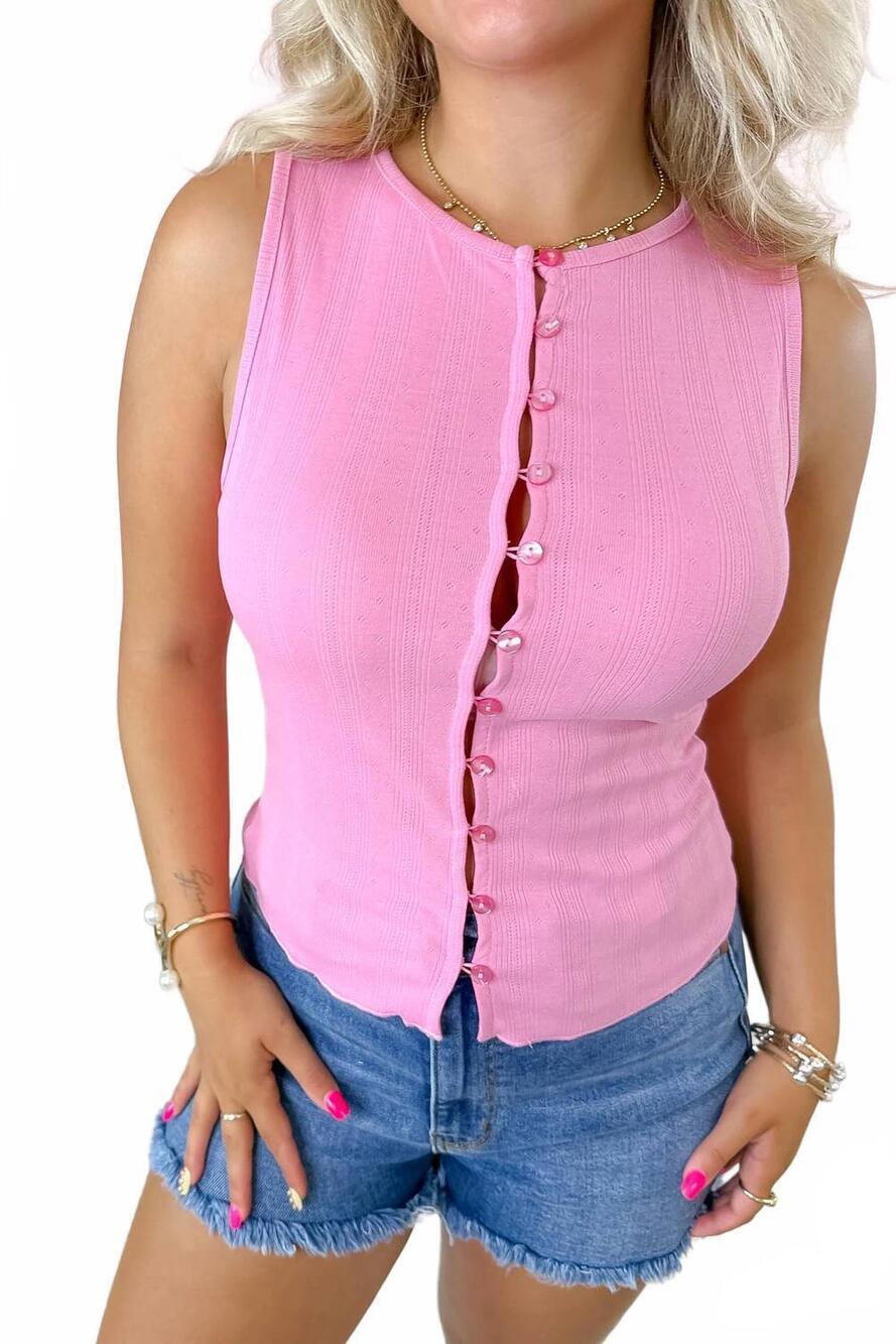 NEW HYFVE women's sleeveless ribbed tank in pink tank